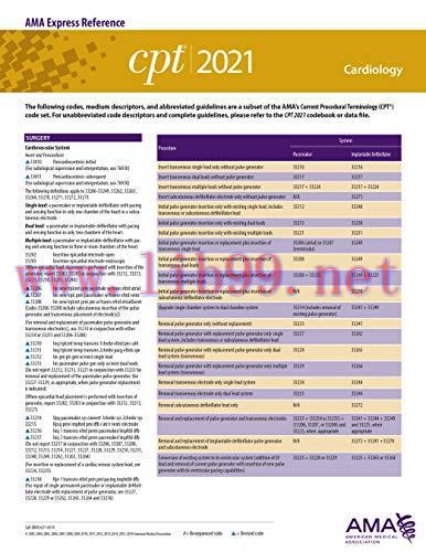 [AME]Cardiology (CPT 2021 Express Reference Coding Card) (Original PDF)
