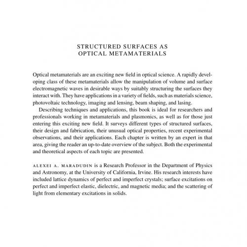 Structured Surfaces as Optical Metamaterials