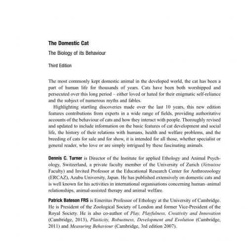 Domestic Cat The Biology of its Behaviour, The