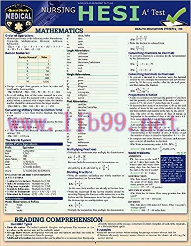(PDF)Nursing HESI A2: a QuickStudy Laminated Reference & Study Guide New Edition