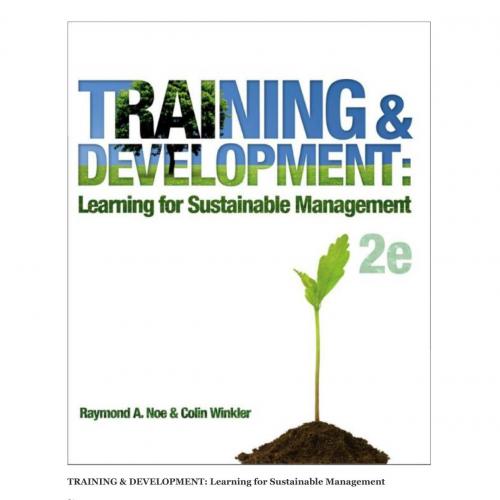Training And Development Learning For Sustainable Management