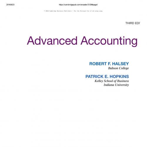 Advanced Accounting 3rd Edition by Halsey Hopkins